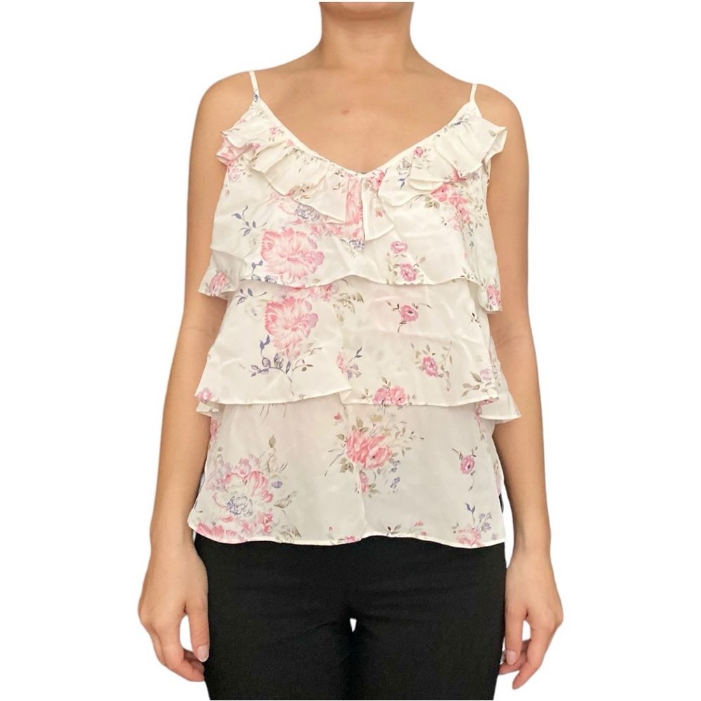 The Kooples Silk Flower Print Tiered Camisole Size XXS